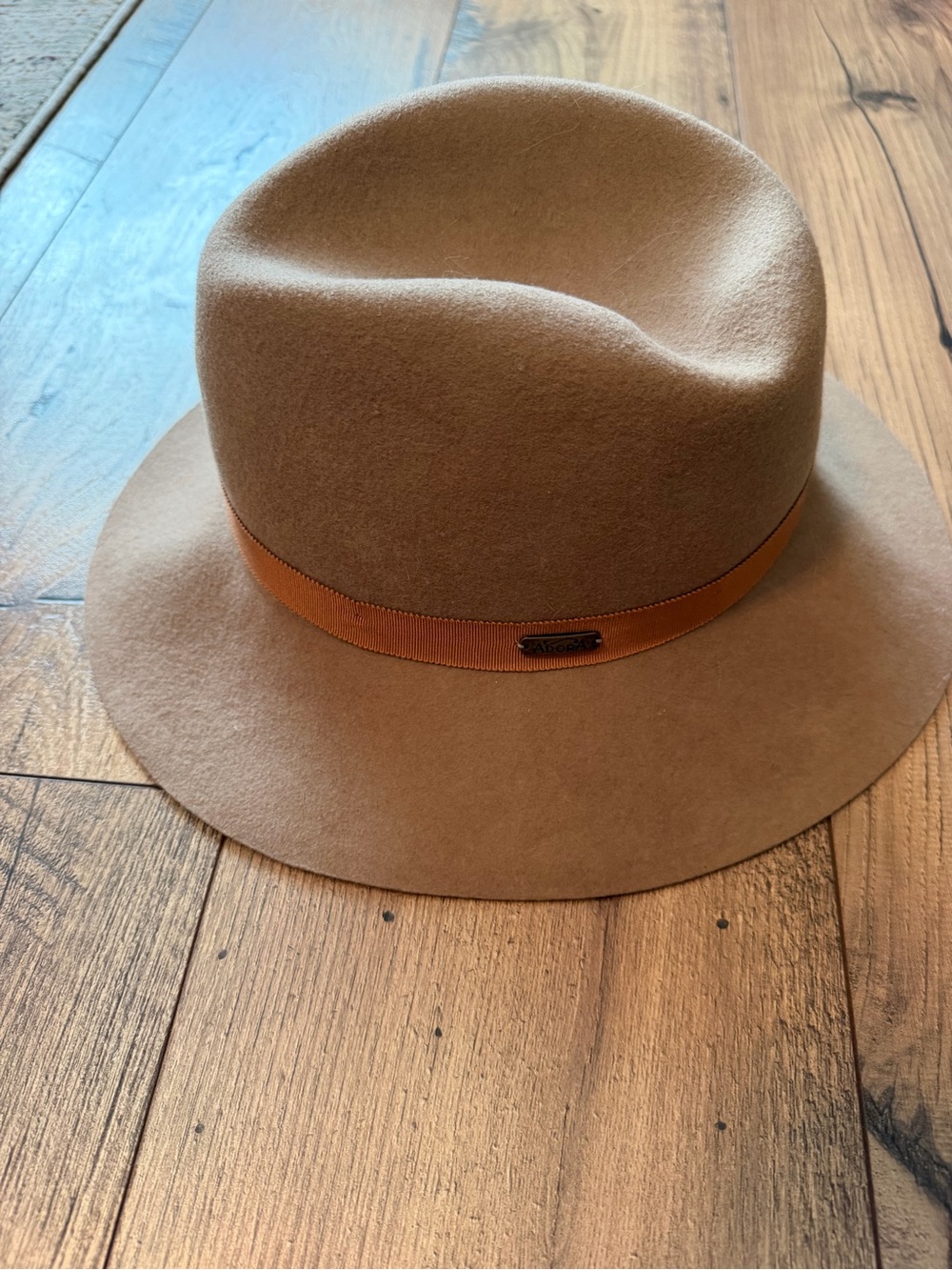Adora Camel brown Wool Felt Fedora Hat Grosgrain Ruffle ribbon boho fall hat